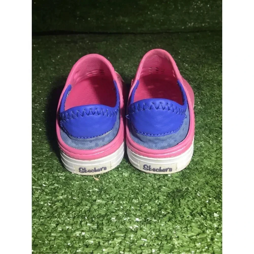 Kids Skechers sandals size 7c 86958 pink/white rubber cap toe shoes water